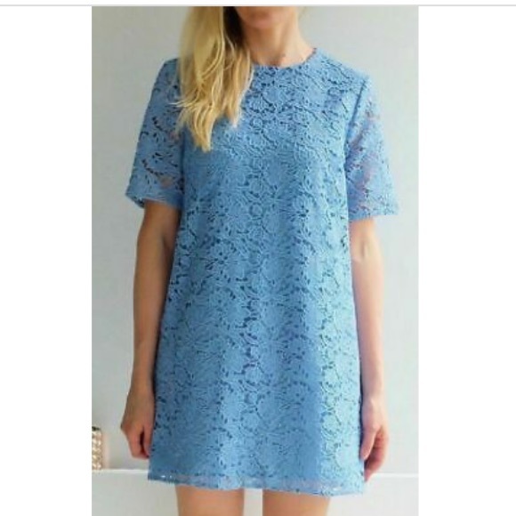 Zara Stunning Light Blue Lace Guipure Dress - Picture 2 of 13
